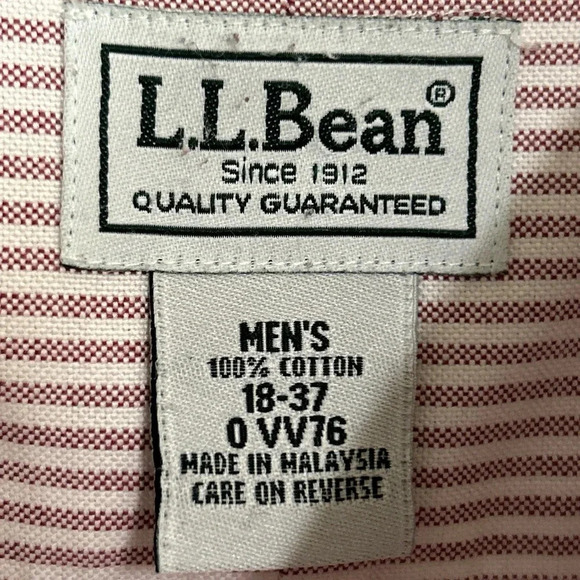 L.L. Bean Men's 18-37 Pin Stripe Long Sleeve Shirt Wrinkle Resistant Cotton - Picture 13 of 16